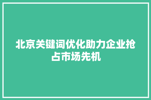 北京关键词优化助力企业抢占市场先机