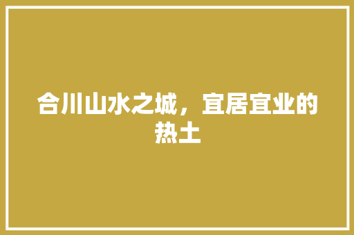 合川山水之城,宜居宜业的热土 网络技术 合川山水之城,宜居宜业的热土 网络技术