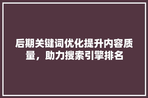 后期关键词优化提升内容质量，助力搜索引擎排名