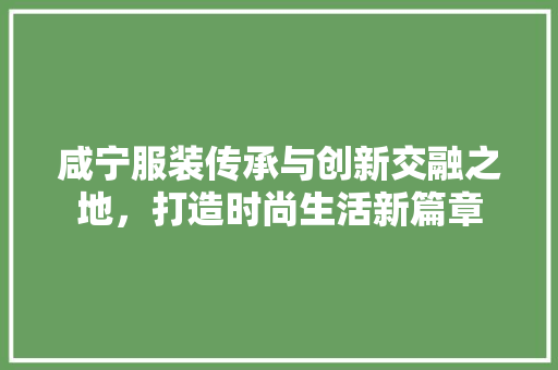 咸宁服装传承与创新交融之地，打造时尚生活新篇章