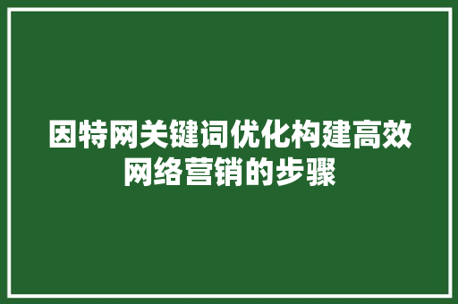 因特网关键词优化构建高效网络营销的步骤