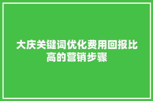 大庆关键词优化费用回报比高的营销步骤