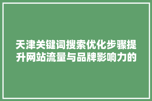 天津关键词搜索优化步骤提升网站流量与品牌影响力的方法