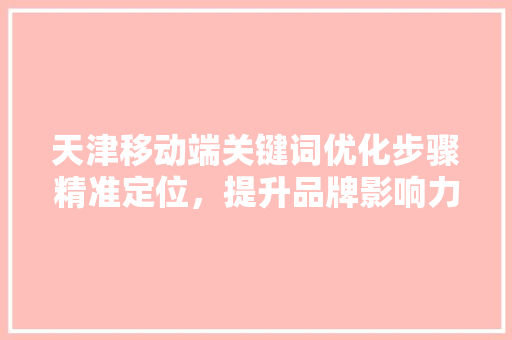 天津移动端关键词优化步骤精准定位，提升品牌影响力