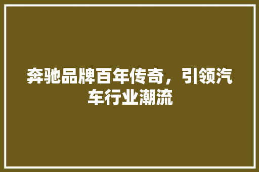 奔驰品牌百年传奇，引领汽车行业潮流