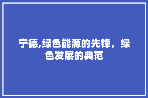 宁德,绿色能源的先锋，绿色发展的典范