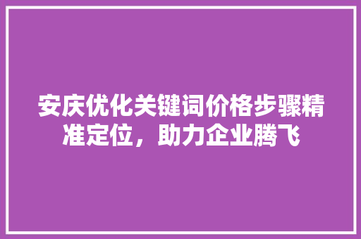 安庆优化关键词价格步骤精准定位，助力企业腾飞