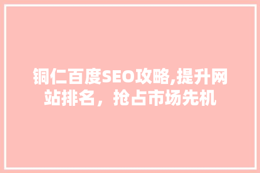 铜仁百度SEO攻略,提升网站排名，抢占市场先机