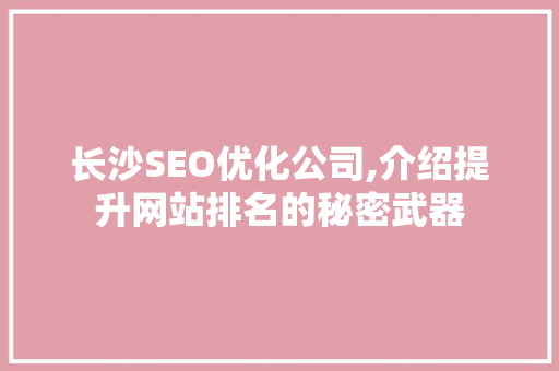 长沙SEO优化公司,介绍提升网站排名的秘密武器