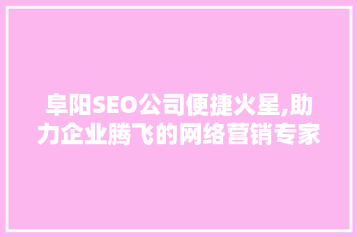 阜阳SEO公司便捷火星,助力企业腾飞的网络营销专家 阜阳SEO公司便捷火星,助力企业腾飞的网络营销专家