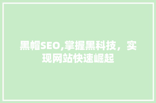 黑帽SEO,掌握黑科技,实现网站快速崛起 黑帽SEO,掌握黑科技,实现网站快速崛起