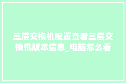 三层交换机配置查看三层交换机版本信息_电脑怎么看配置的版本号