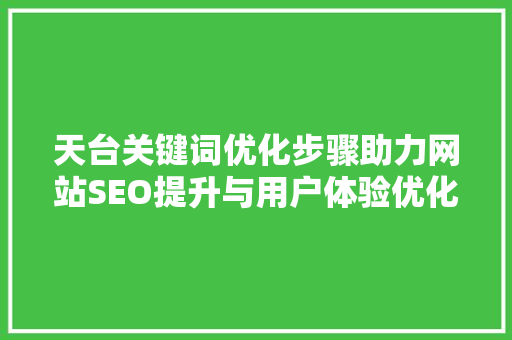 天台关键词优化步骤助力网站SEO提升与用户体验优化