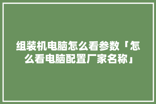 组装机电脑怎么看参数「怎么看电脑配置厂家名称」 组装机电脑怎么看参数「怎么看电脑配置厂家名称」 电脑配置
