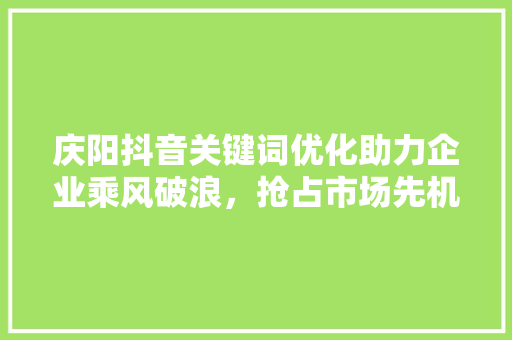 庆阳抖音关键词优化助力企业乘风破浪，抢占市场先机 电脑故障维修