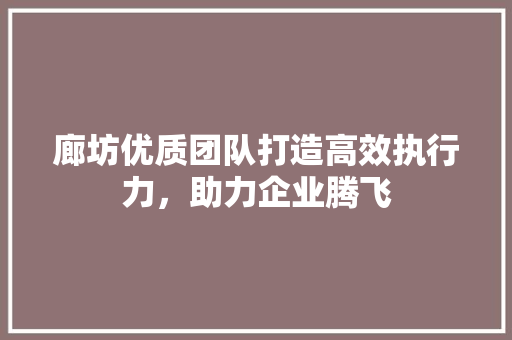 廊坊优质团队打造高效执行力，助力企业腾飞