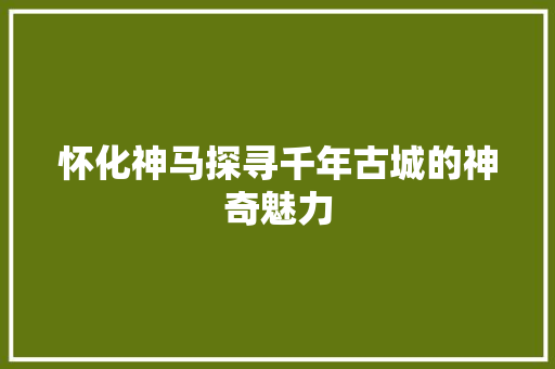 怀化神马探寻千年古城的神奇魅力