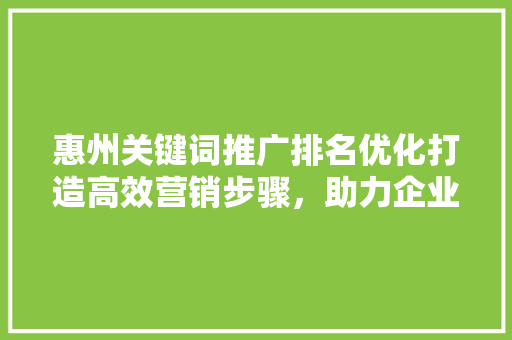 惠州关键词推广排名优化打造高效营销步骤，助力企业腾飞