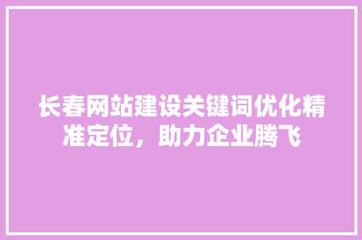 长春网站建设关键词优化精准定位，助力企业腾飞