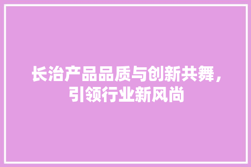 长治产品品质与创新共舞，引领行业新风尚