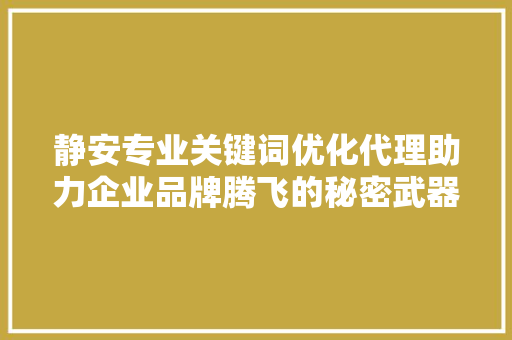 静安专业关键词优化代理助力企业品牌腾飞的秘密武器