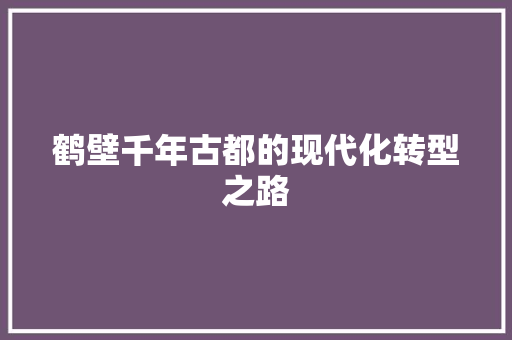 鹤壁千年古都的现代化转型之路