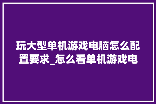 玩大型单机游戏电脑怎么配置要求_怎么看单机游戏电脑配置高不高