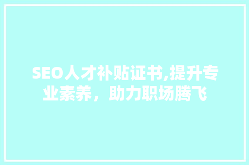 SEO人才补贴证书,提升专业素养，助力职场腾飞