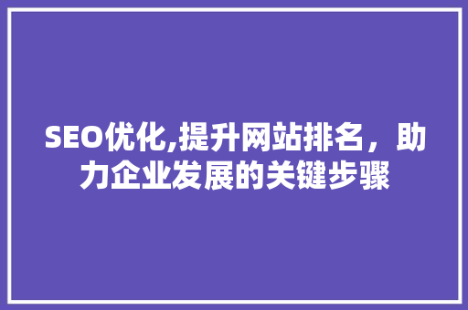 SEO优化,提升网站排名，助力企业发展的关键步骤