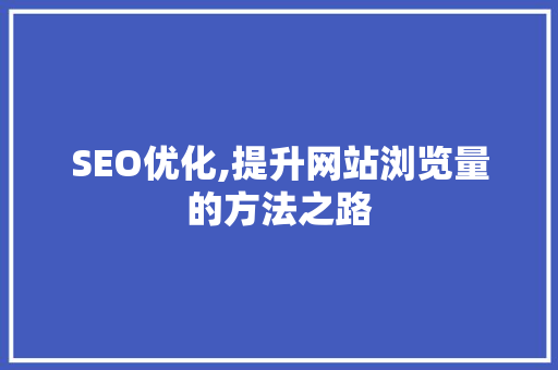 SEO优化,提升网站浏览量的方法之路 电脑基础