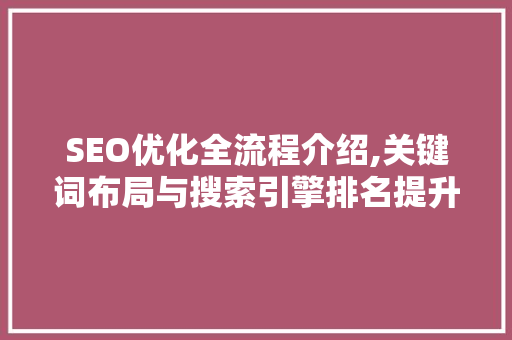 SEO优化全流程介绍,关键词布局与搜索引擎排名提升之路