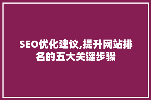 SEO优化建议,提升网站排名的五大关键步骤 编程语言