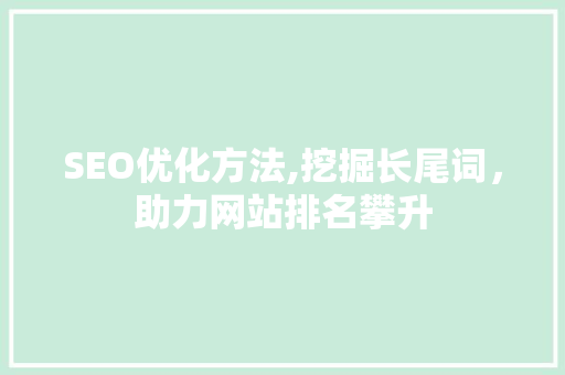 SEO优化方法,挖掘长尾词，助力网站排名攀升