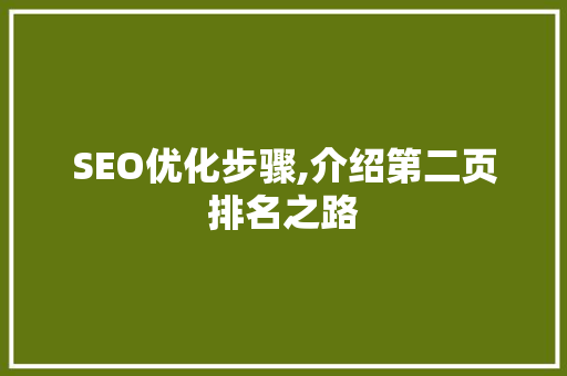 SEO优化步骤,介绍第二页排名之路