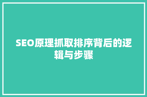SEO原理抓取排序背后的逻辑与步骤