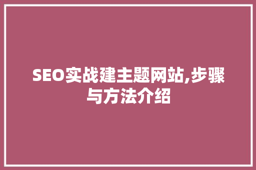 SEO实战建主题网站,步骤与方法介绍