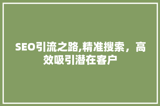 SEO引流之路,精准搜索，高效吸引潜在客户 电脑故障维修