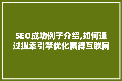 SEO成功例子介绍,如何通过搜索引擎优化赢得互联网流量盛宴