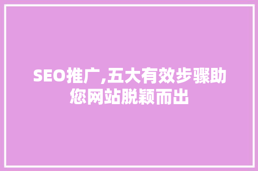 SEO推广,五大有效步骤助您网站脱颖而出