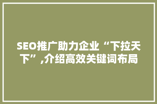 SEO推广助力企业“下拉天下”,介绍高效关键词布局步骤