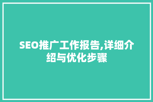 SEO推广工作报告,详细介绍与优化步骤