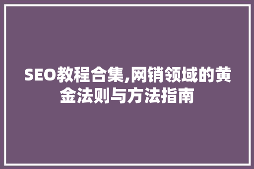 SEO教程合集,网销领域的黄金法则与方法指南