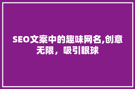 SEO文案中的趣味网名,创意无限，吸引眼球