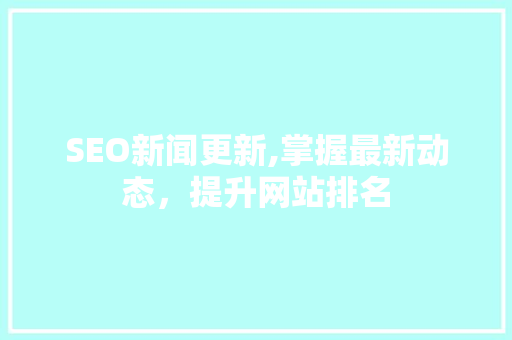SEO新闻更新,掌握最新动态，提升网站排名