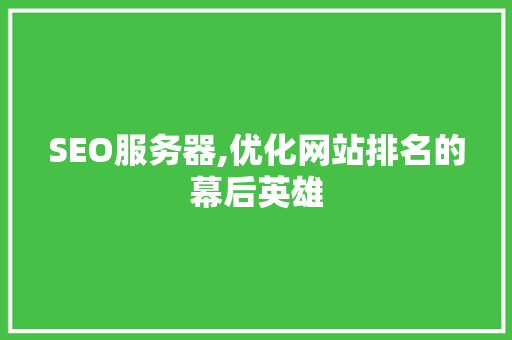 SEO服务器,优化网站排名的幕后英雄