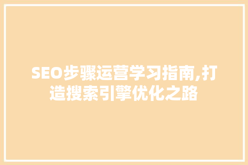 SEO步骤运营学习指南,打造搜索引擎优化之路