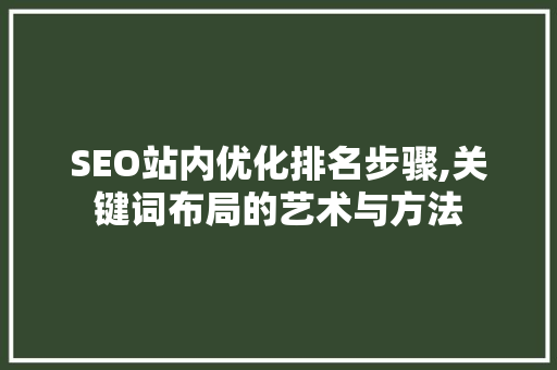 SEO站内优化排名步骤,关键词布局的艺术与方法 SEO站内优化排名步骤,关键词布局的艺术与方法