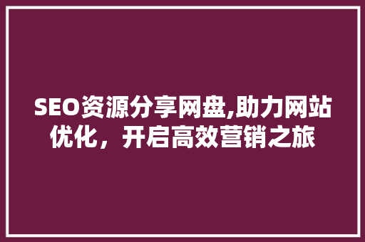 SEO资源分享网盘,助力网站优化，开启高效营销之旅