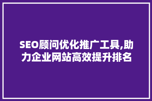 SEO顾问优化推广工具,助力企业网站高效提升排名