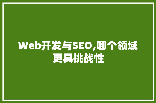 Web开发与SEO,哪个领域更具挑战性